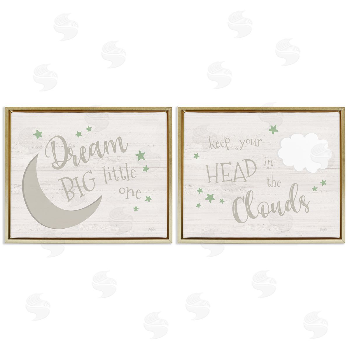Nursery Dreams Quotes Gold Floating Frame Canvas Wall Art, Home Decor by Natalie Carpentieri