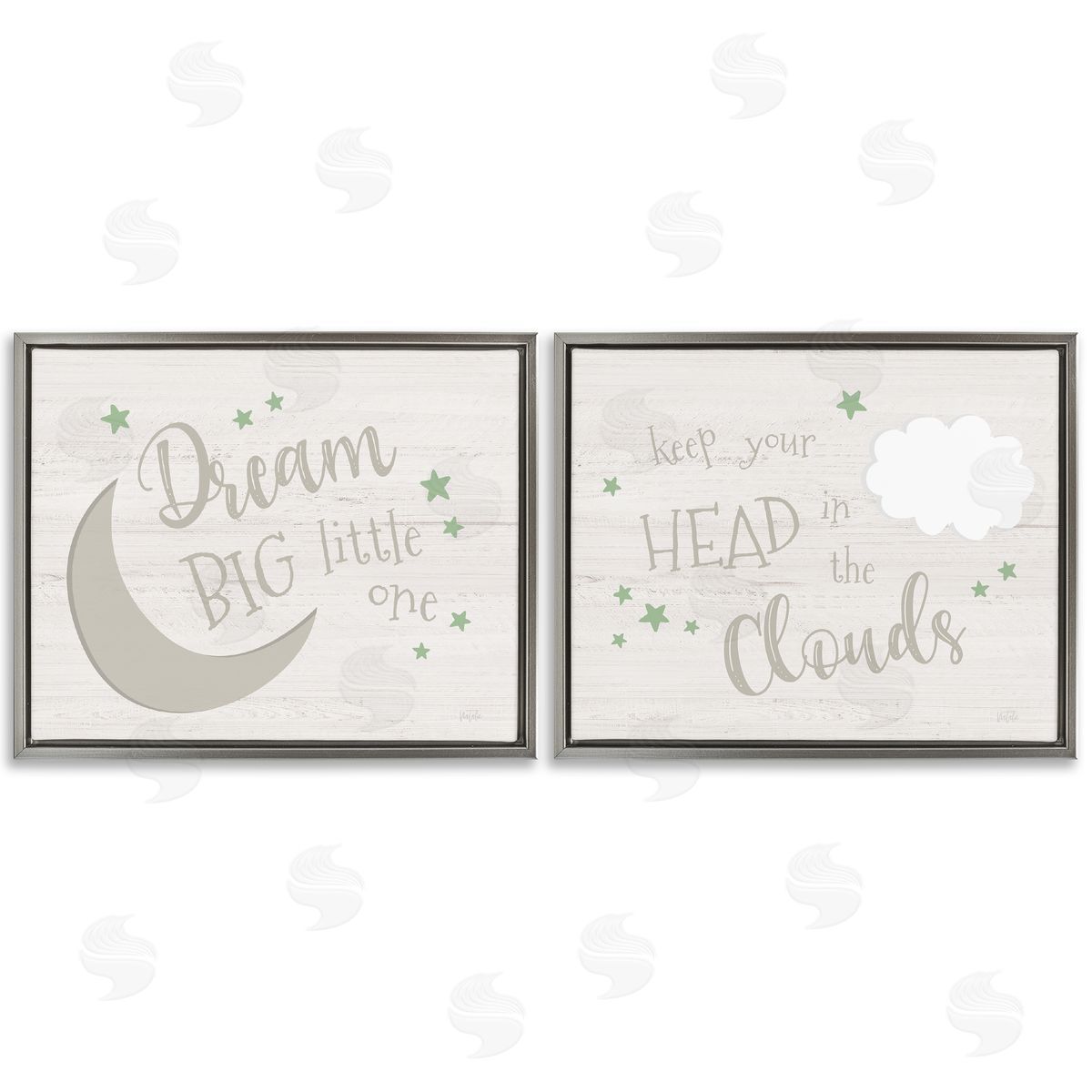 Nursery Dreams Quotes Grey Floating Frame Canvas Wall Art, Home Decor by Natalie Carpentieri