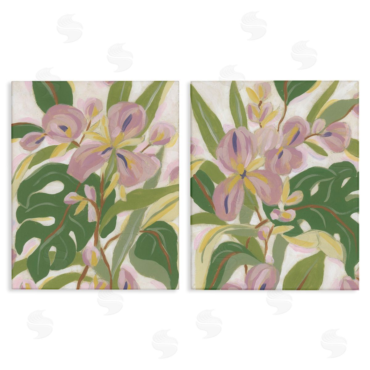Tropical Irises Abstraction Canvas Wall Art, Home Decor by June Erica Vess
