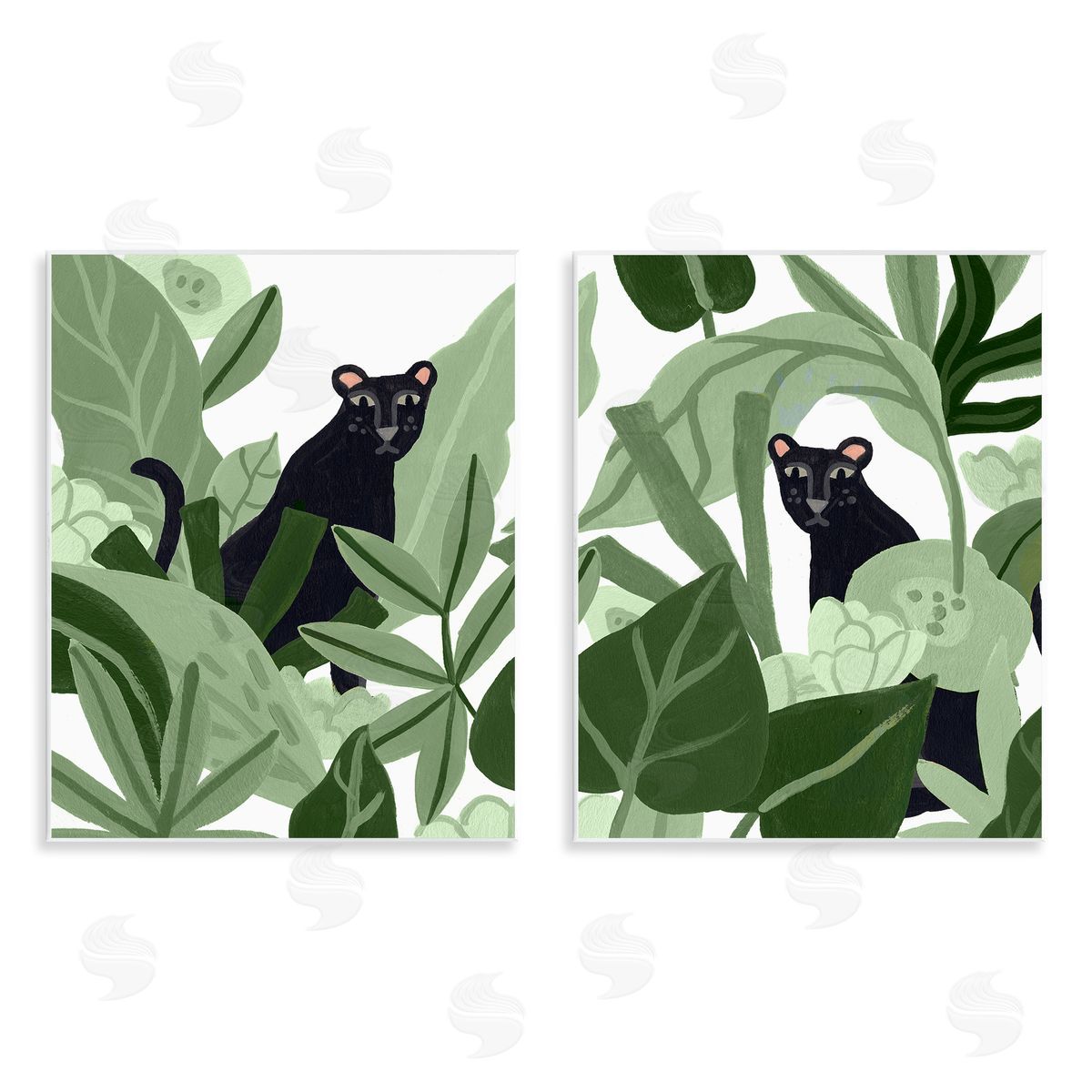 Panthers Among Tropics Wood Plaque Wall Art, Home Decor by June Erica Vess