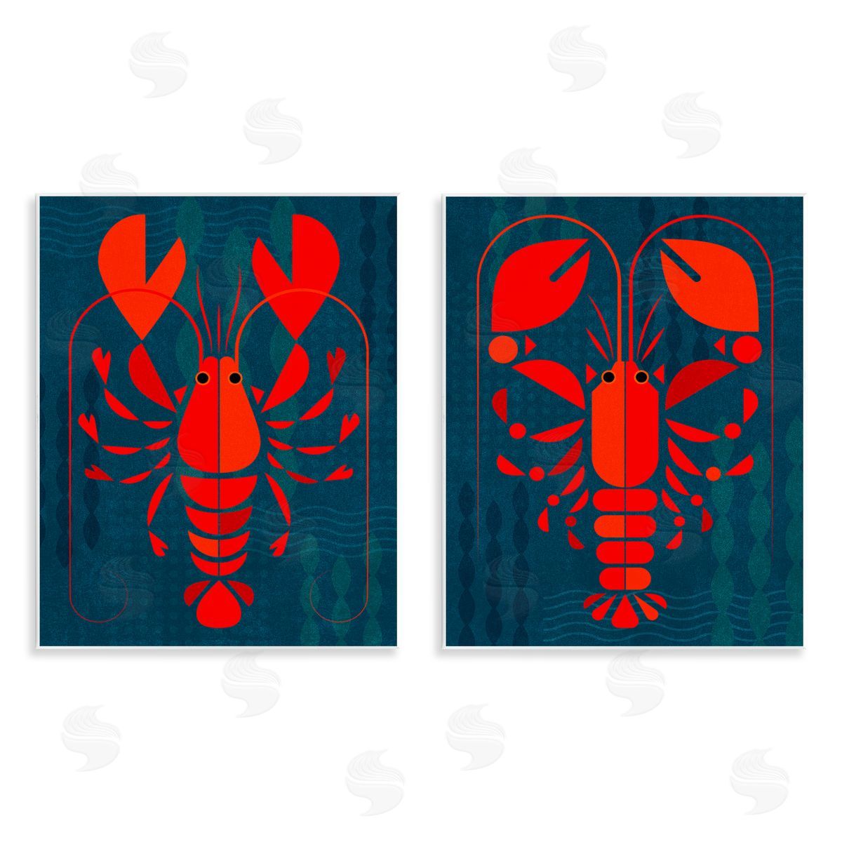 Bold Red Lobsters Wood Plaque Wall Art, Home Decor by Victoria Barnes