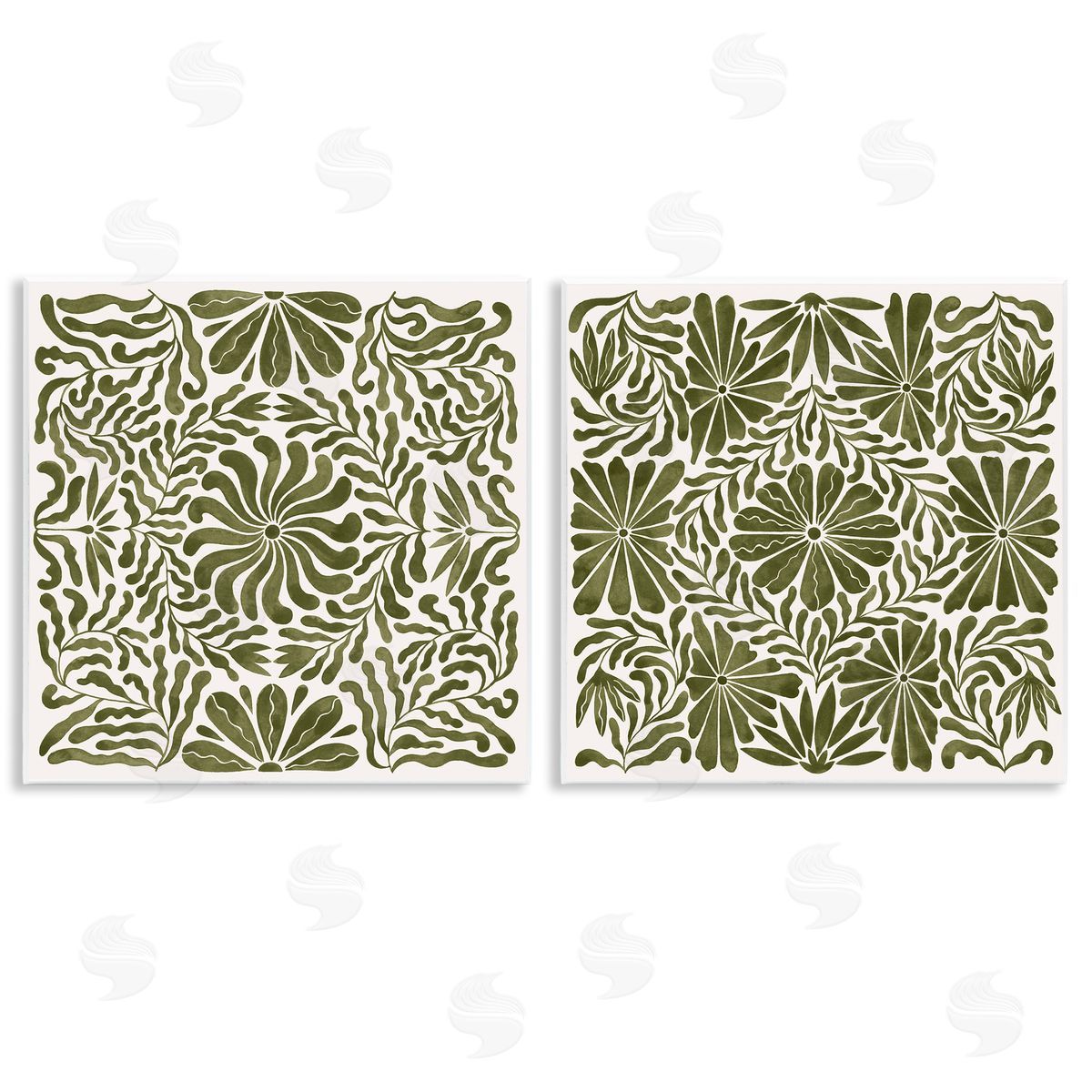Patterned Wavy Flowers Wood Plaque Wall Art, Home Decor by Grace Popp