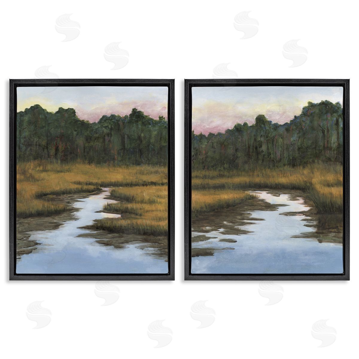 Natural Creek in Countryside Black Floating Frame Canvas Wall Art, Home Decor by Michael Willett