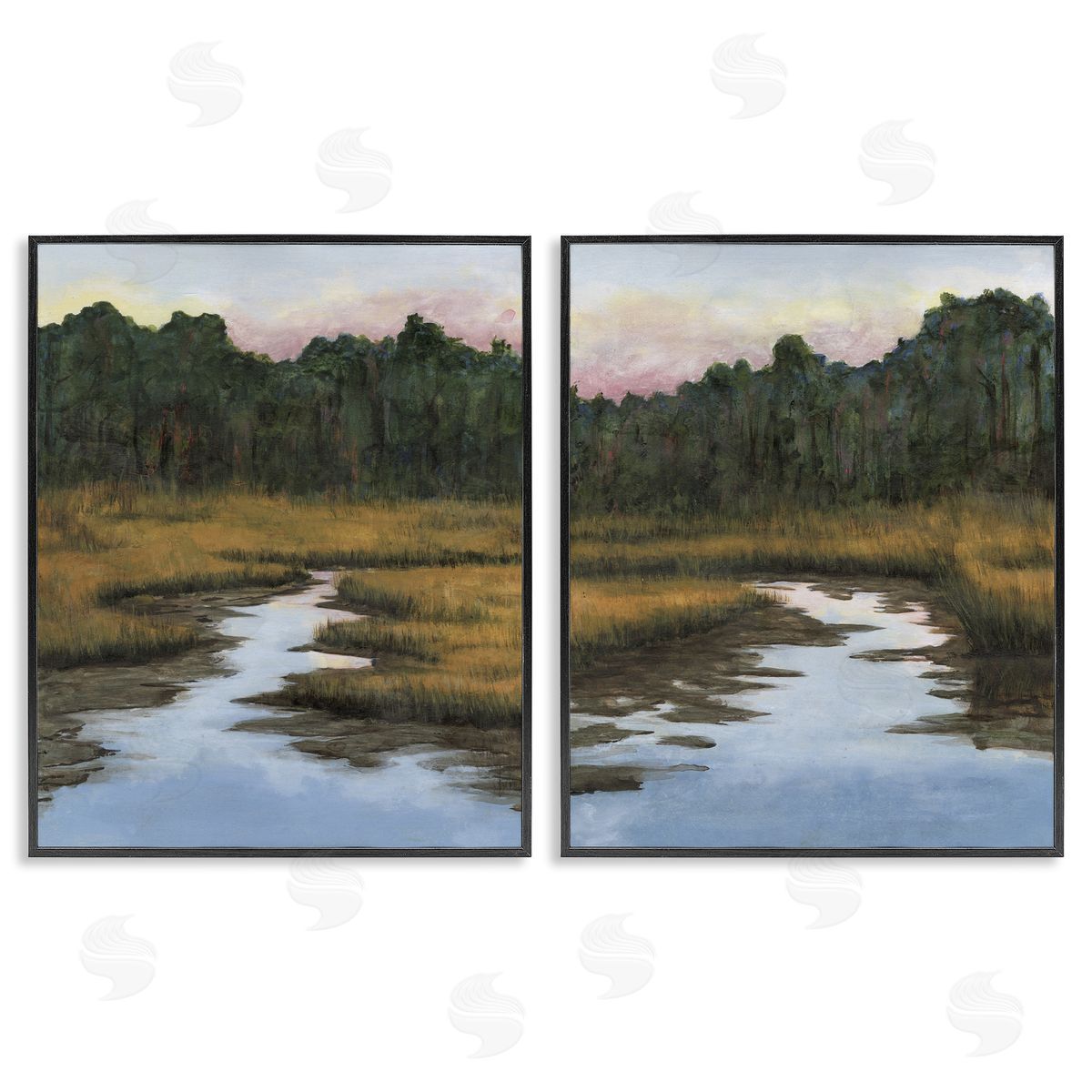 Natural Creek in Countryside Black Frame Print Wall Art, Home Decor by Michael Willett