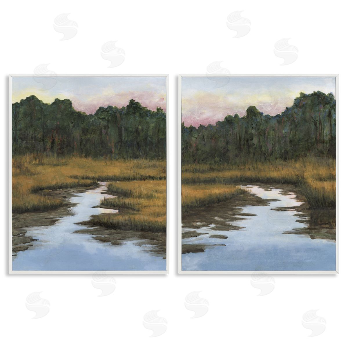Natural Creek in Countryside White Frame Print Wall Art, Home Decor by Michael Willett