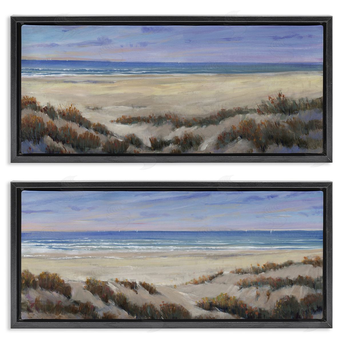 Coastal Beach Terrain Black Floating Frame Canvas Wall Art, Home Decor by Tim OToole