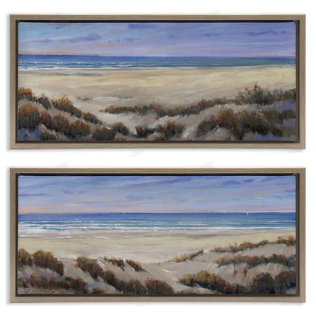 Coastal Beach Terrain Brown Floating Frame Canvas Wall Art, Home Decor by Tim OToole
