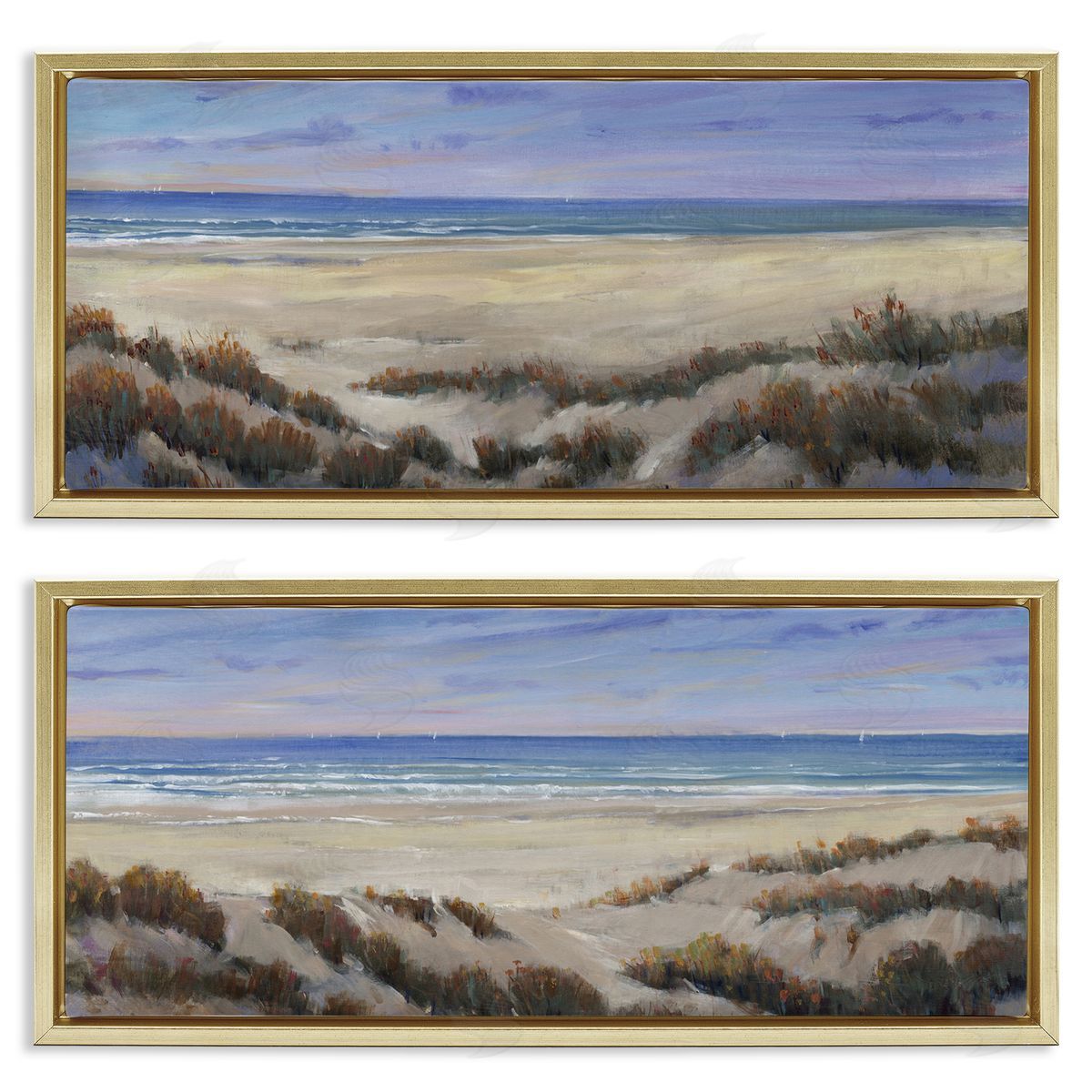 Coastal Beach Terrain Gold Floating Frame Canvas Wall Art, Home Decor by Tim OToole