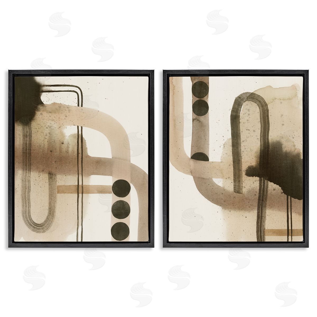 Midcentury Curved Arches Black Floating Frame Canvas Wall Art, Home Decor by Grace Popp