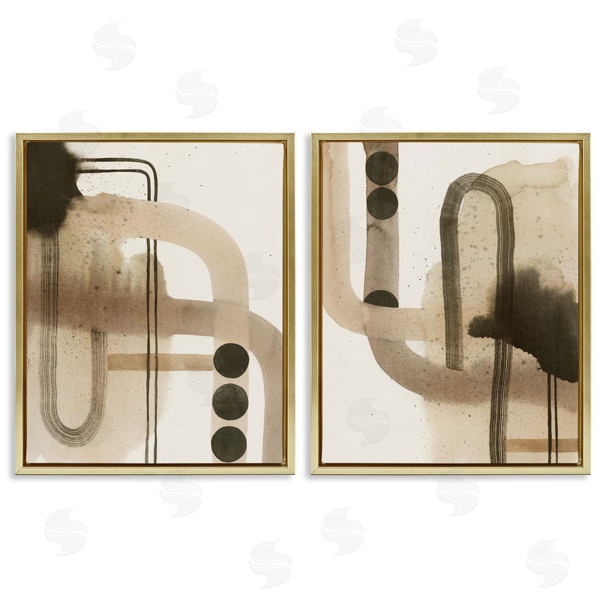 Midcentury Curved Arches Gold Floating Frame Canvas Wall Art, Home Decor by Grace Popp