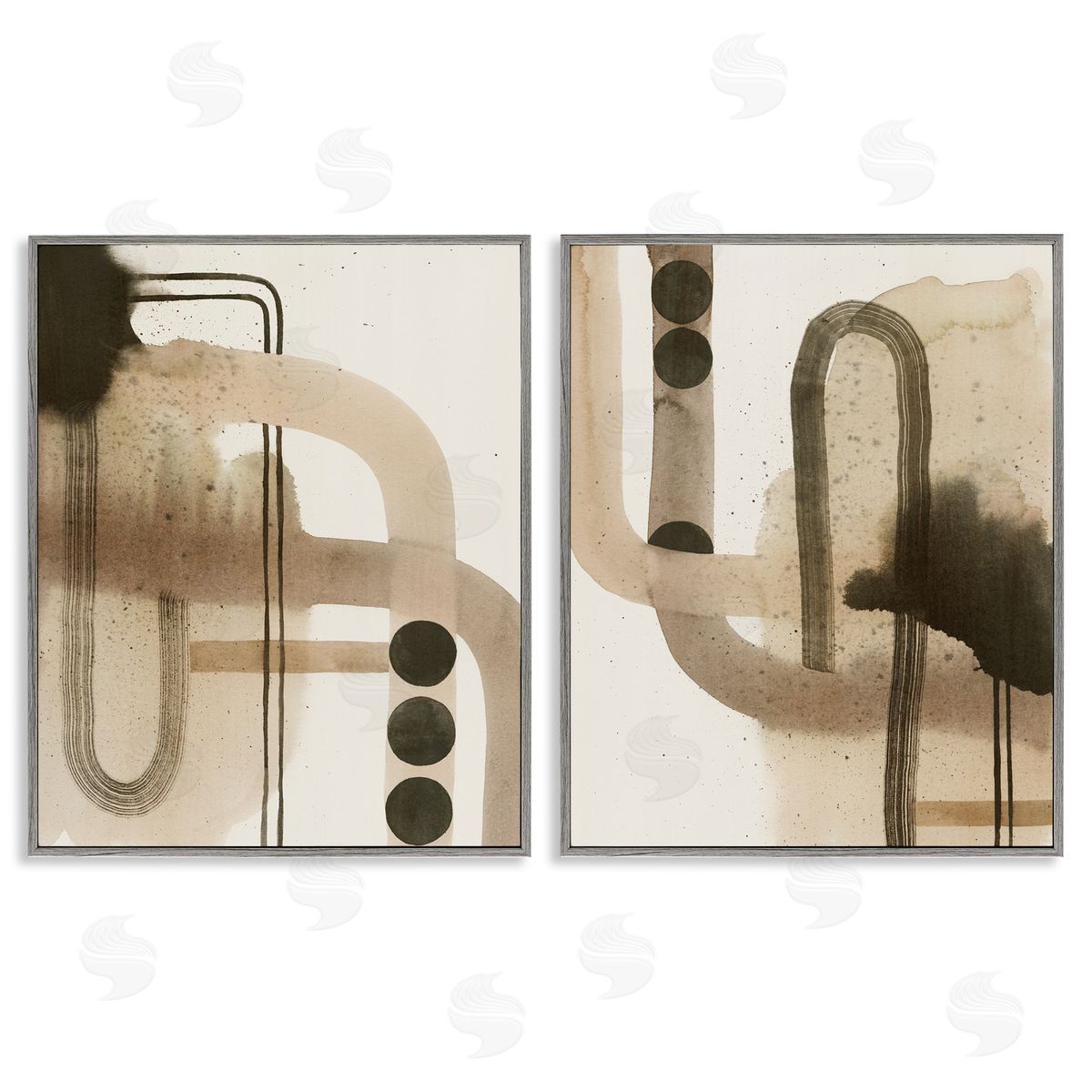 Midcentury Curved Arches Grey Frame Print Wall Art, Home Decor by Grace Popp