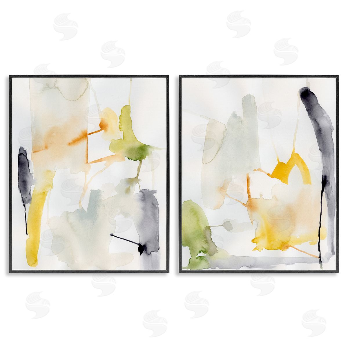 Watercolor Paint Drips Black Frame Print Wall Art, Home Decor by Victoria Barnes