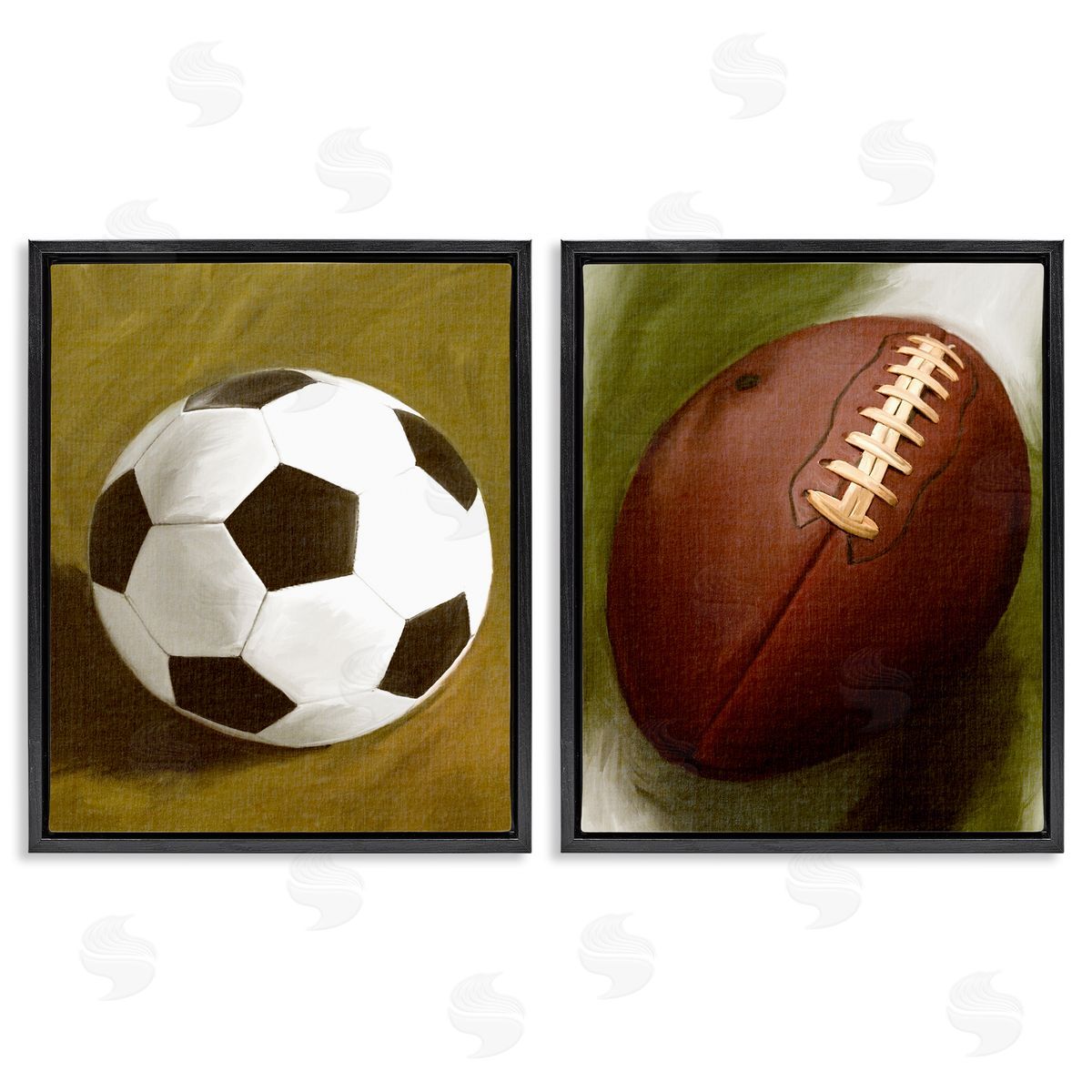 Soccer & Football Traditional Black Floating Frame Canvas Wall Art, Home Decor by Regina Moore