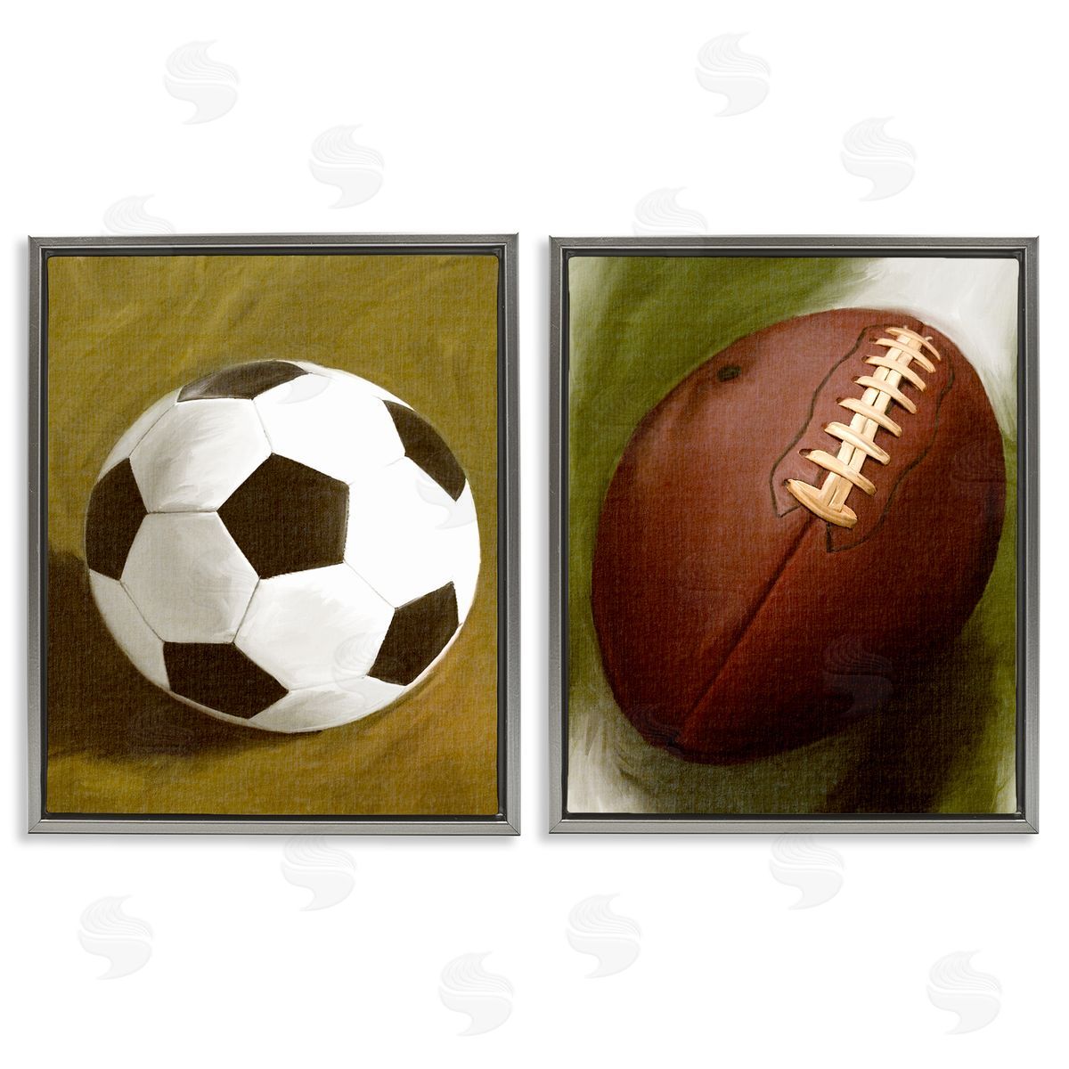 Soccer & Football Traditional Grey Floating Frame Canvas Wall Art, Home Decor by Regina Moore
