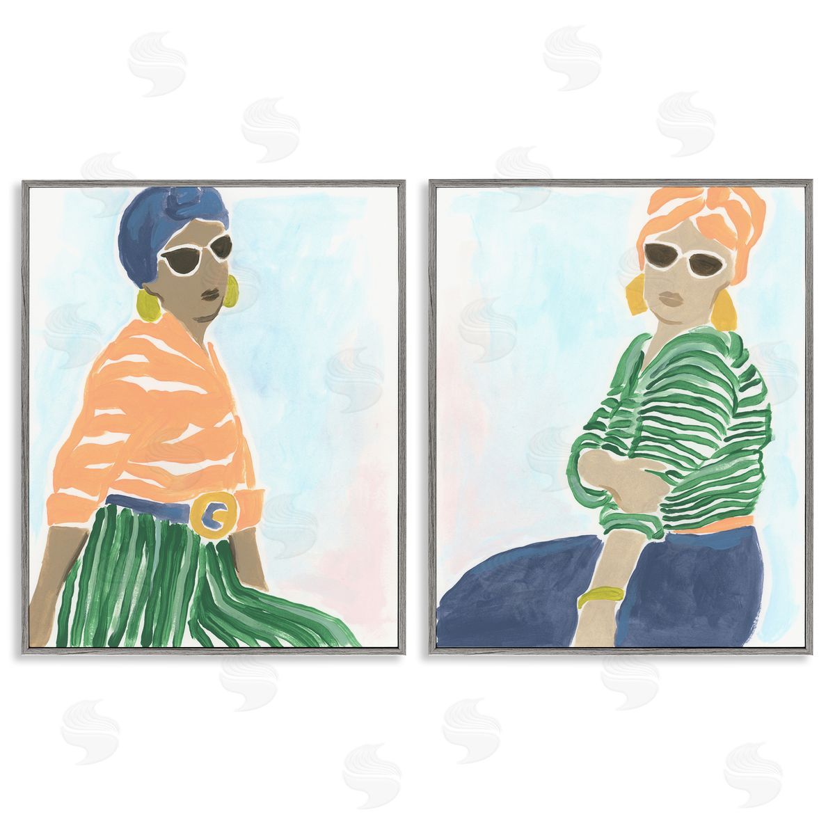 Trendy Summer Style Women Grey Frame Print Wall Art, Home Decor by June Erica Vess