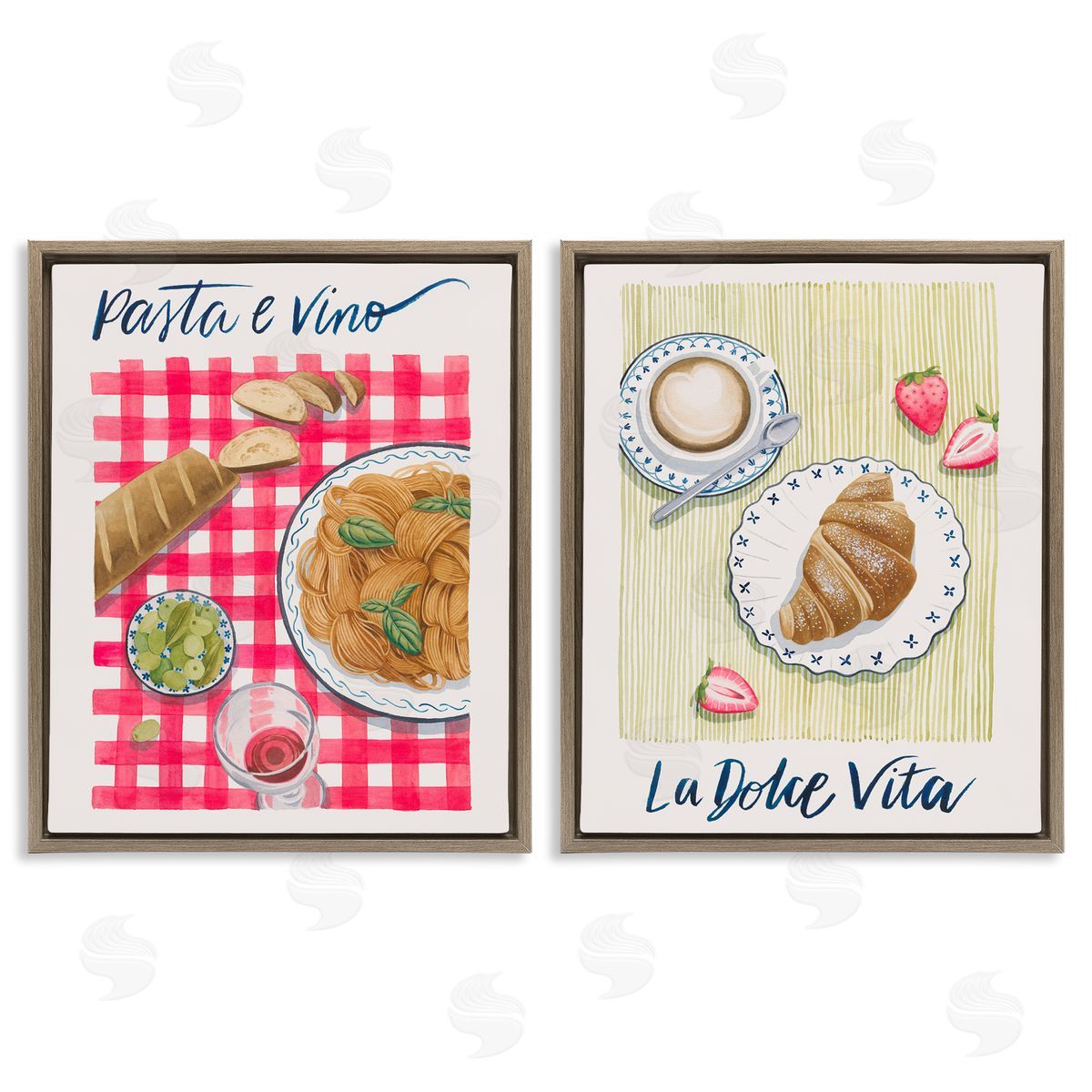 Picnic Lunch & Brunch Meals Brown Floating Frame Canvas Wall Art, Home Decor by Grace Popp