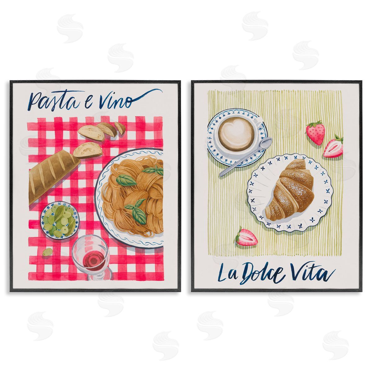 Picnic Lunch & Brunch Meals Black Frame Print Wall Art, Home Decor by Grace Popp