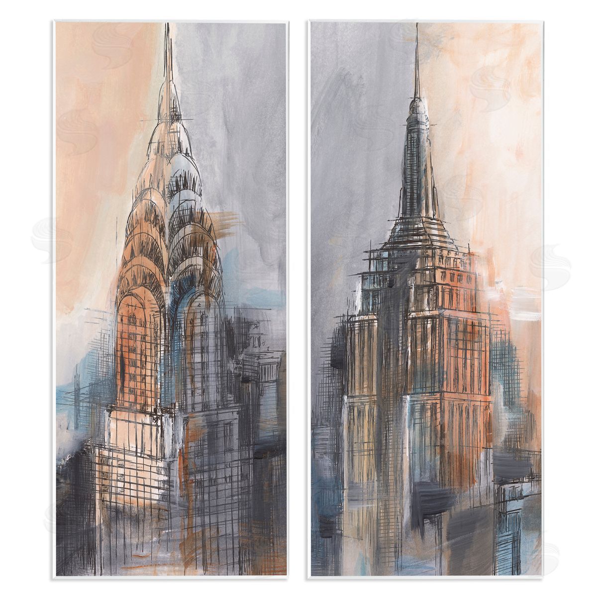 City Architecture Sketches Wood Plaque Wall Art, Home Decor by Ethan Harper