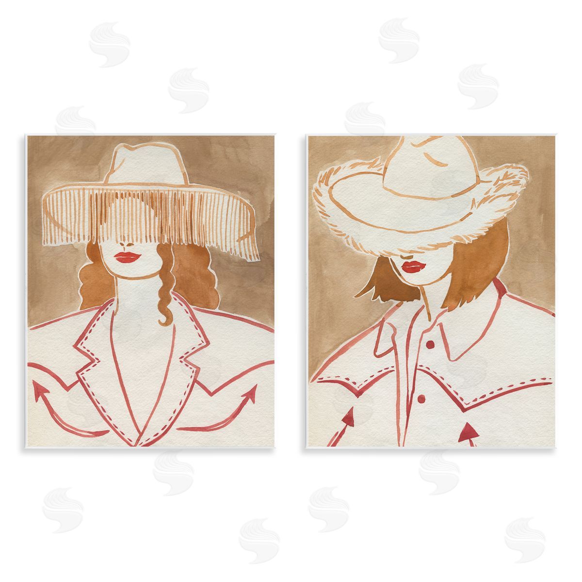 Boho Cowgirls in Hats Wood Plaque Wall Art, Home Decor by Grace Popp