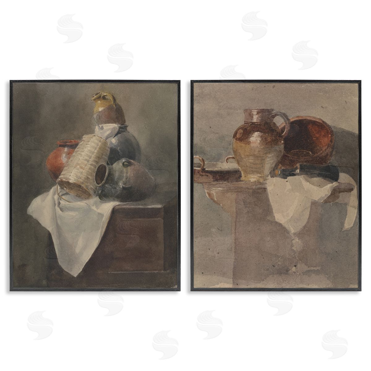 Vintage Sundries Still Lifes Black Frame Print Wall Art, Home Decor by Peter Dewint