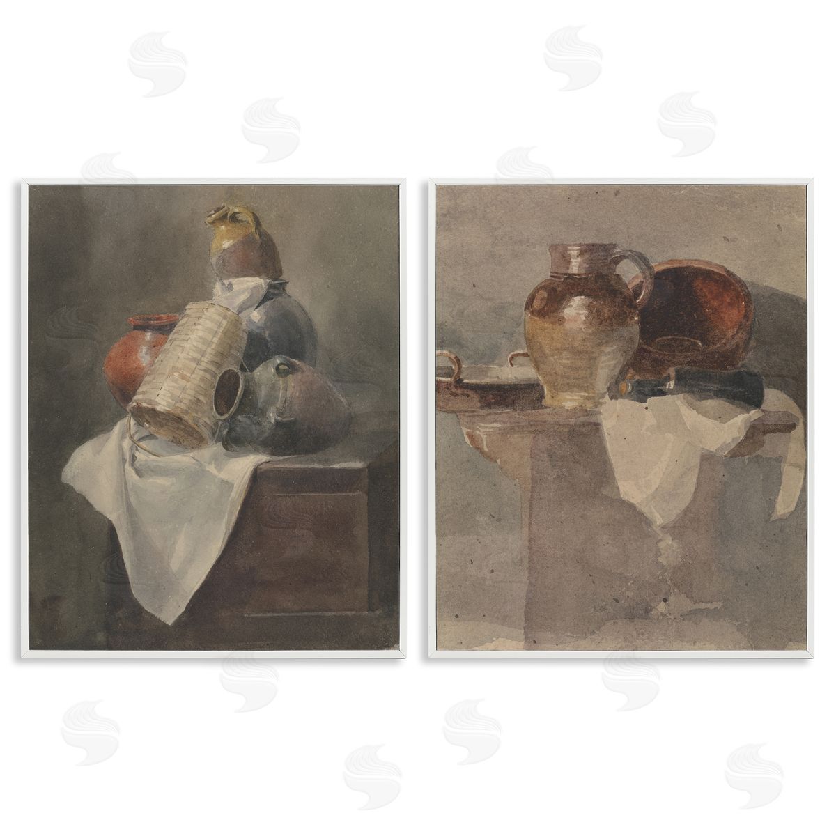 Vintage Sundries Still Lifes White Frame Print Wall Art, Home Decor by Peter Dewint