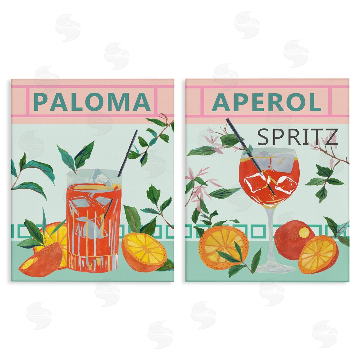 Pastel Kitchen Cocktails Canvas Wall Art, Home Decor by Melissa Wang