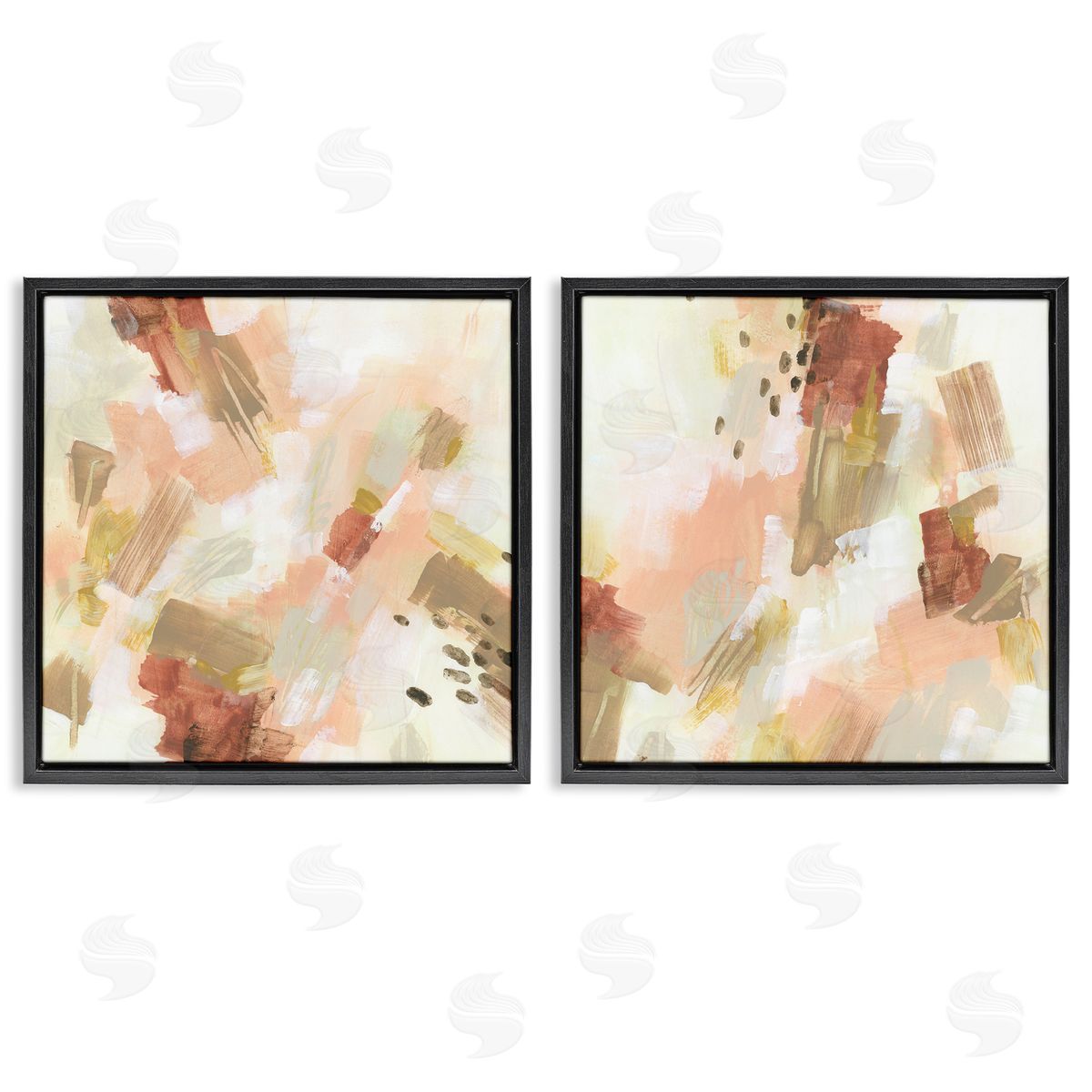 Energetic Beige Palette Black Floating Frame Canvas Wall Art, Home Decor by June Erica Vess