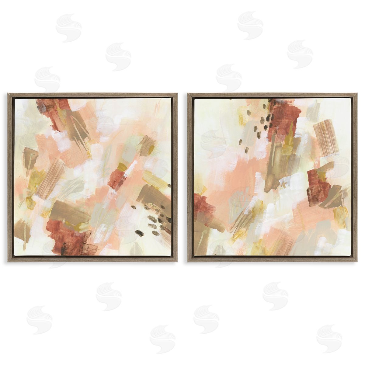 Energetic Beige Palette Brown Floating Frame Canvas Wall Art, Home Decor by June Erica Vess
