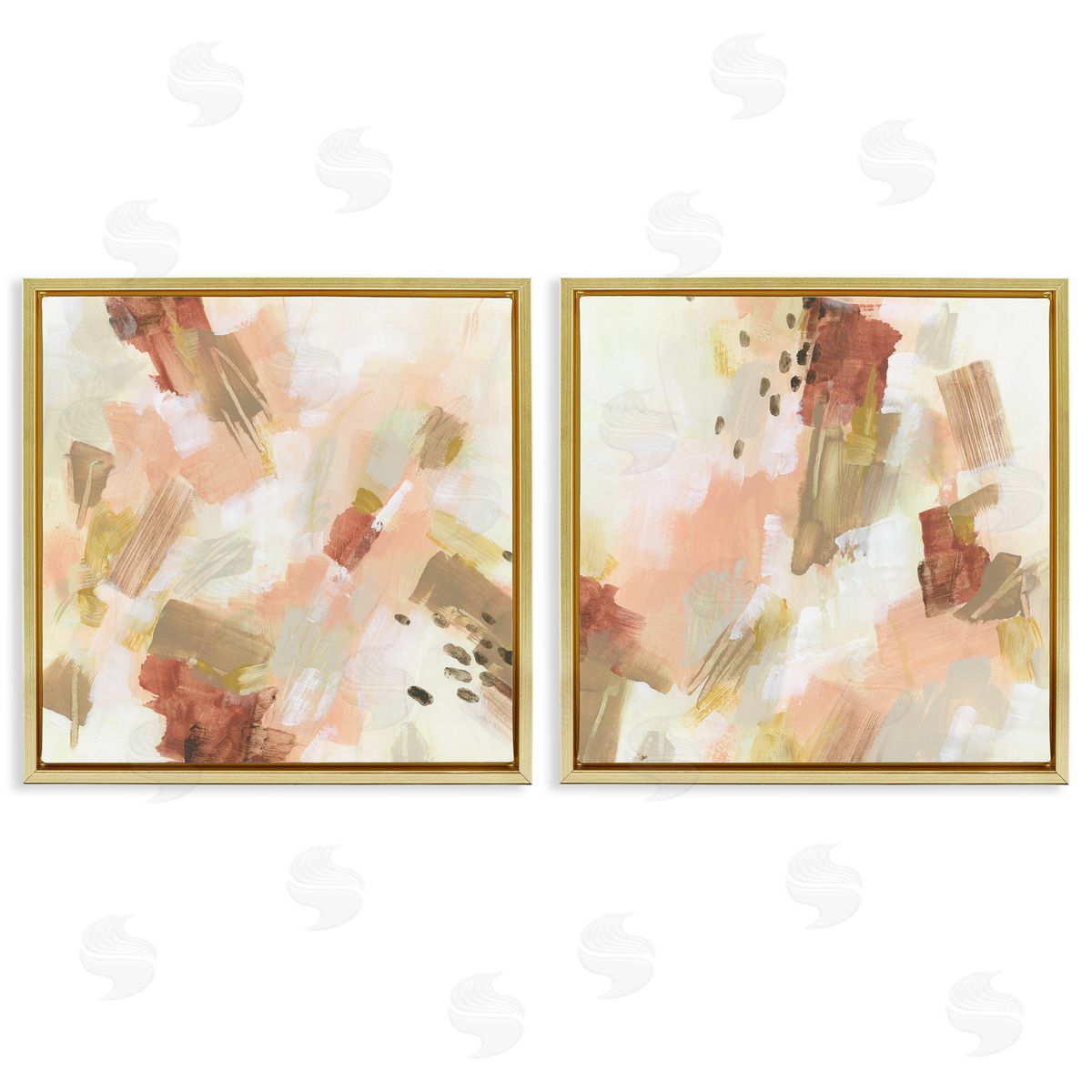 Energetic Beige Palette Gold Floating Frame Canvas Wall Art, Home Decor by June Erica Vess