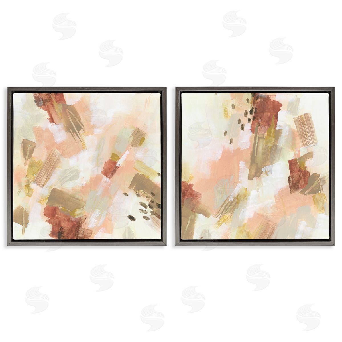 Energetic Beige Palette Grey Floating Frame Canvas Wall Art, Home Decor by June Erica Vess