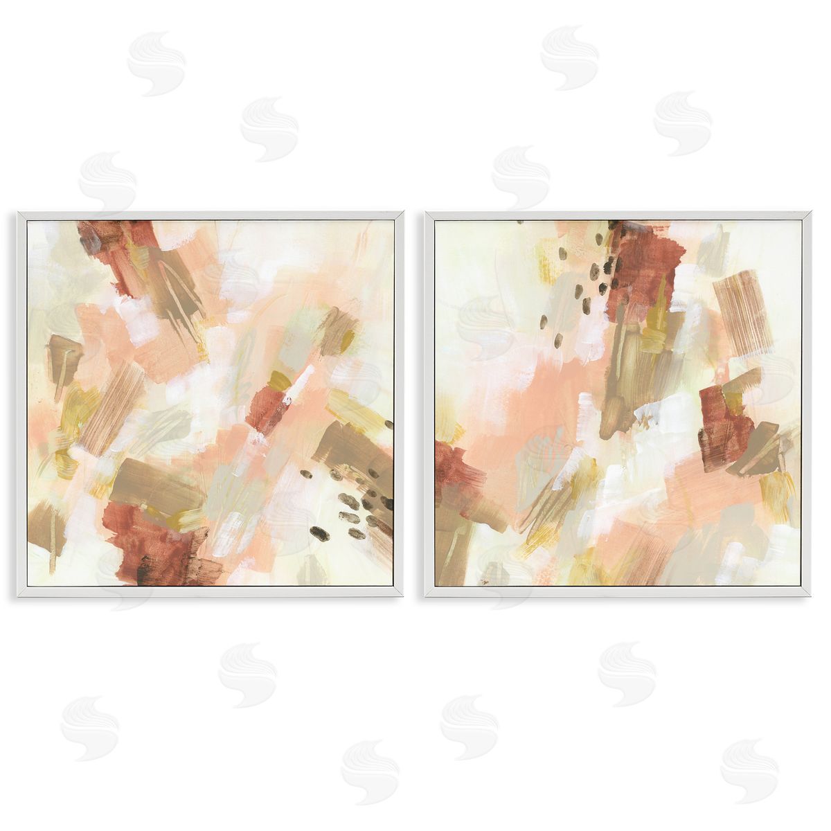 Energetic Beige Palette White Frame Print Wall Art, Home Decor by June Erica Vess
