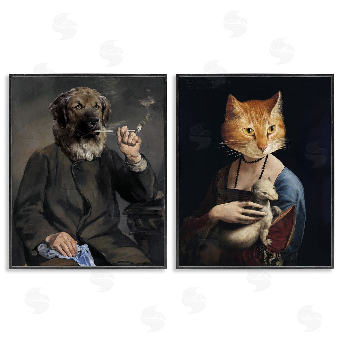 Historical Painting Animals Black Frame Print Wall Art, Home Decor by Alicia Longley