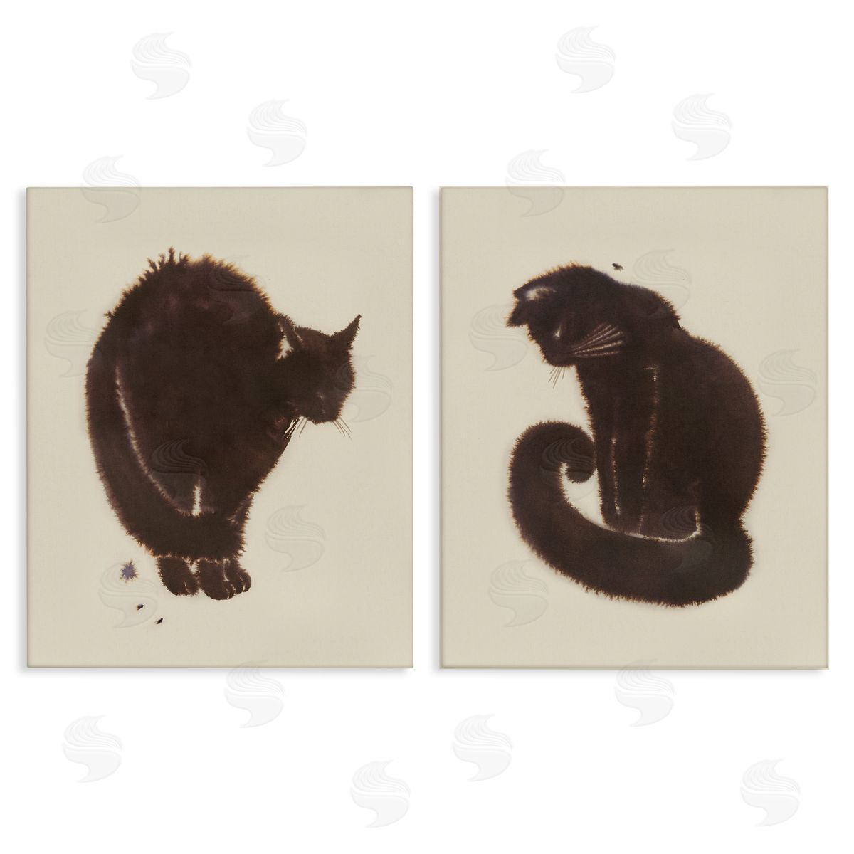 Simple Cats on Beige Canvas Wall Art, Home Decor by Grace Popp