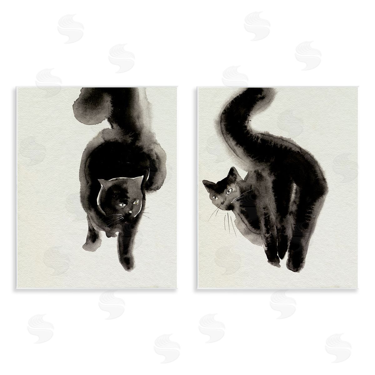 Minimal Black Cats Wood Plaque Wall Art, Home Decor by Melissa Wang