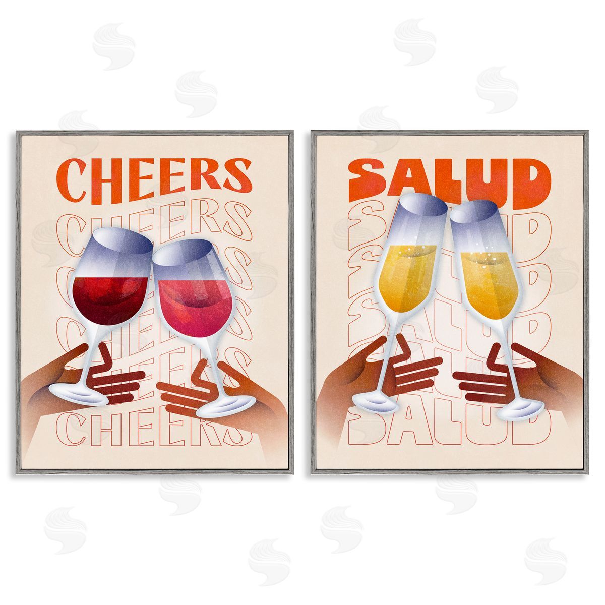Midcentury Modern Cheers Grey Frame Print Wall Art, Home Decor by Victoria Barnes