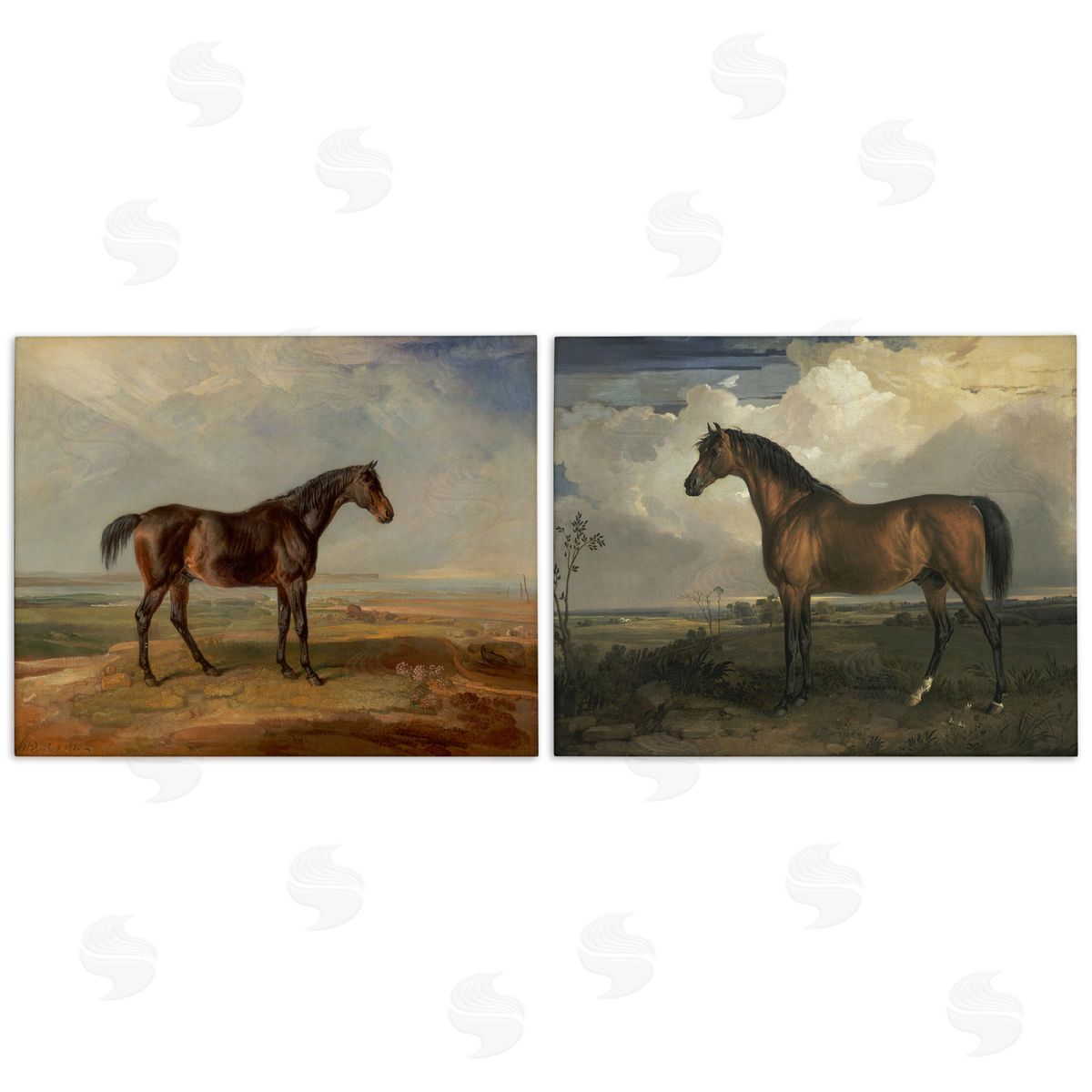Horses in Desolate Terrain Canvas Wall Art, Home Decor by James Ward