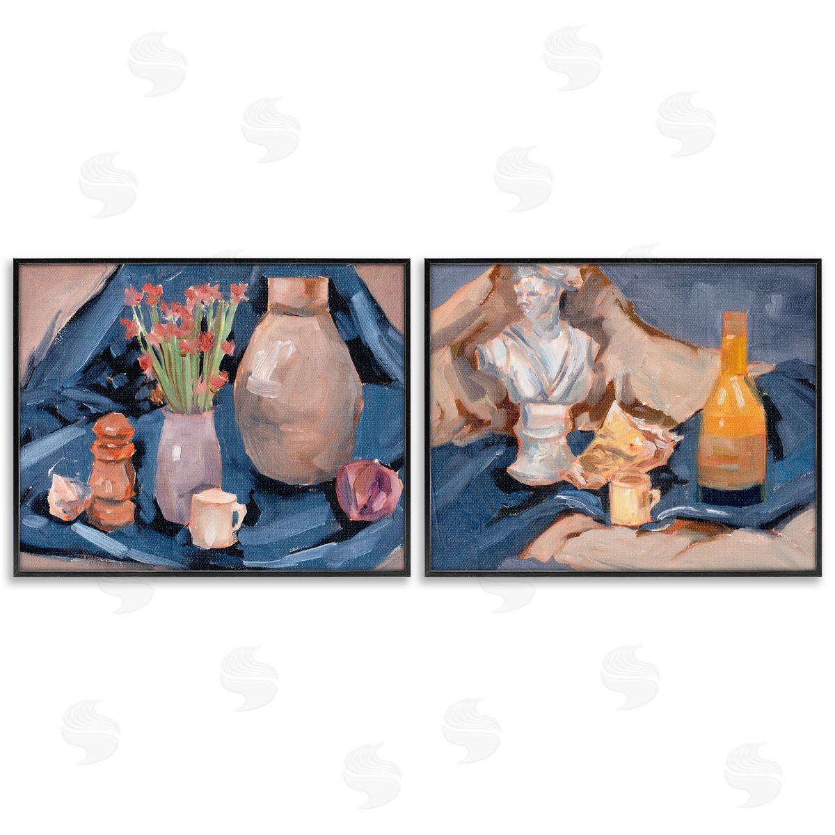 Traditional Still Life on Drapery Black Frame Print Wall Art, Home Decor by Melissa Wang