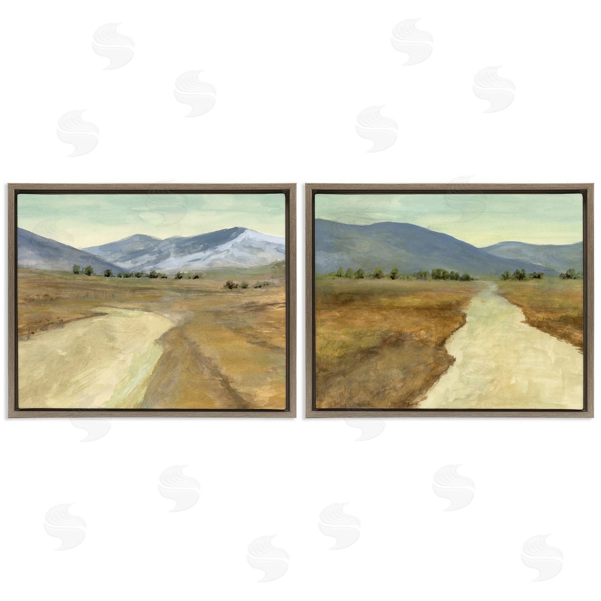 Barren Desert Path Brown Floating Frame Canvas Wall Art, Home Decor by Michael Willett