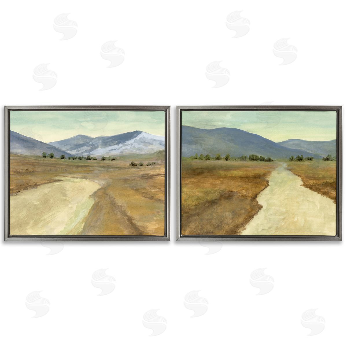 Barren Desert Path Grey Floating Frame Canvas Wall Art, Home Decor by Michael Willett