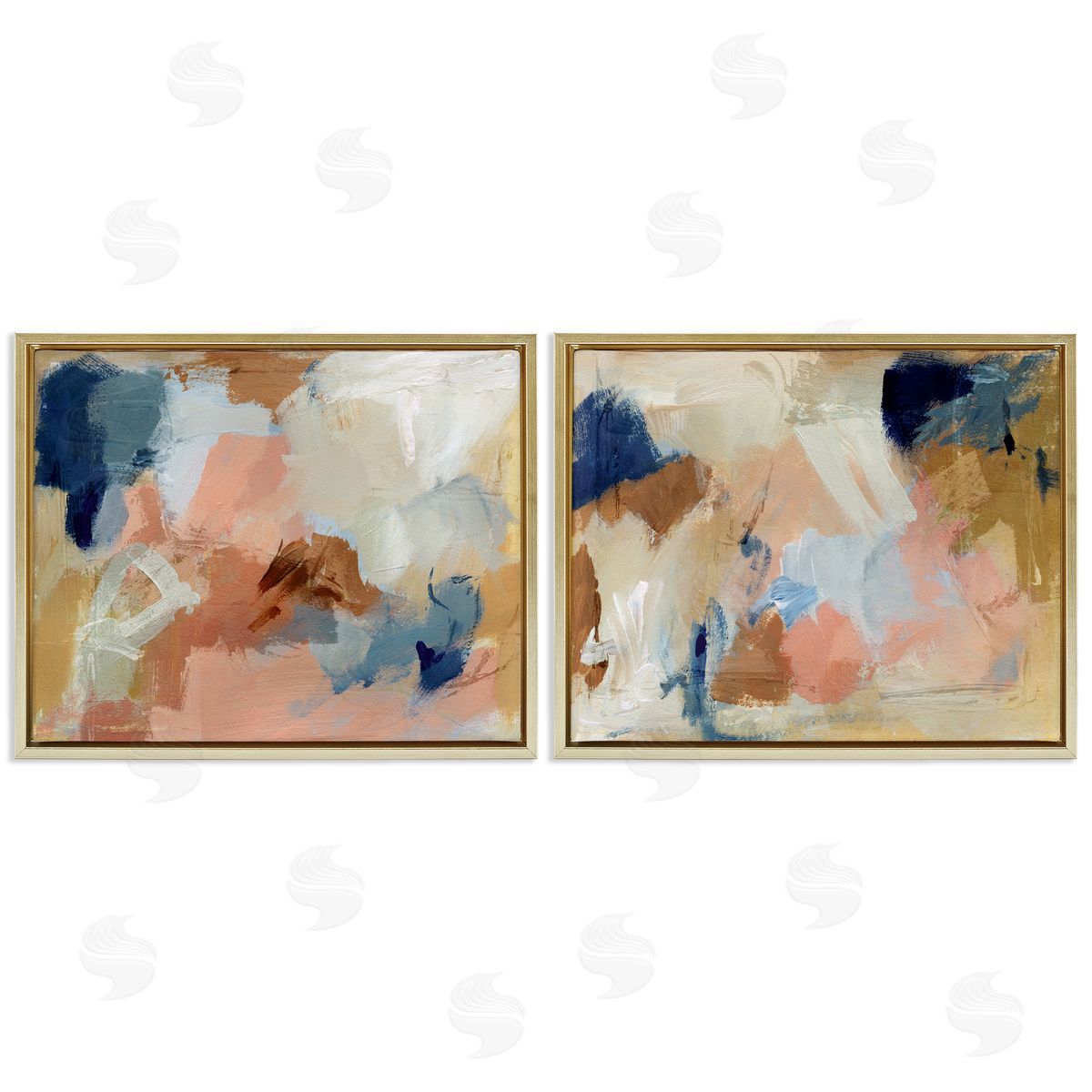 Energetic Rustic Abstractions Gold Floating Frame Canvas Wall Art, Home Decor by Victoria Barnes
