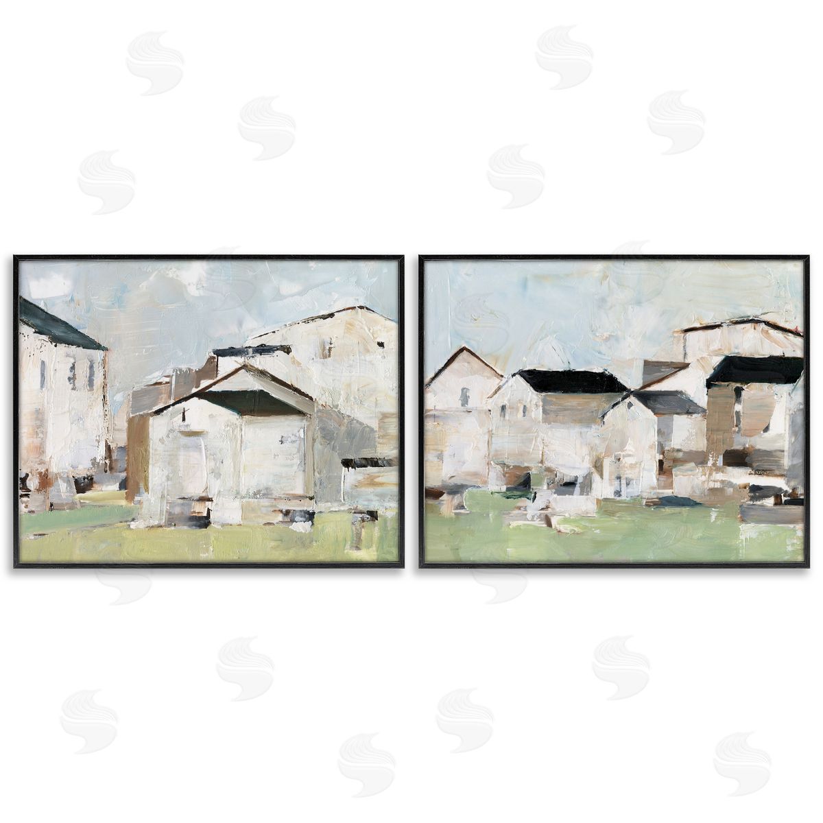 Cluster of Houses View Black Frame Print Wall Art, Home Decor by Ethan Harper