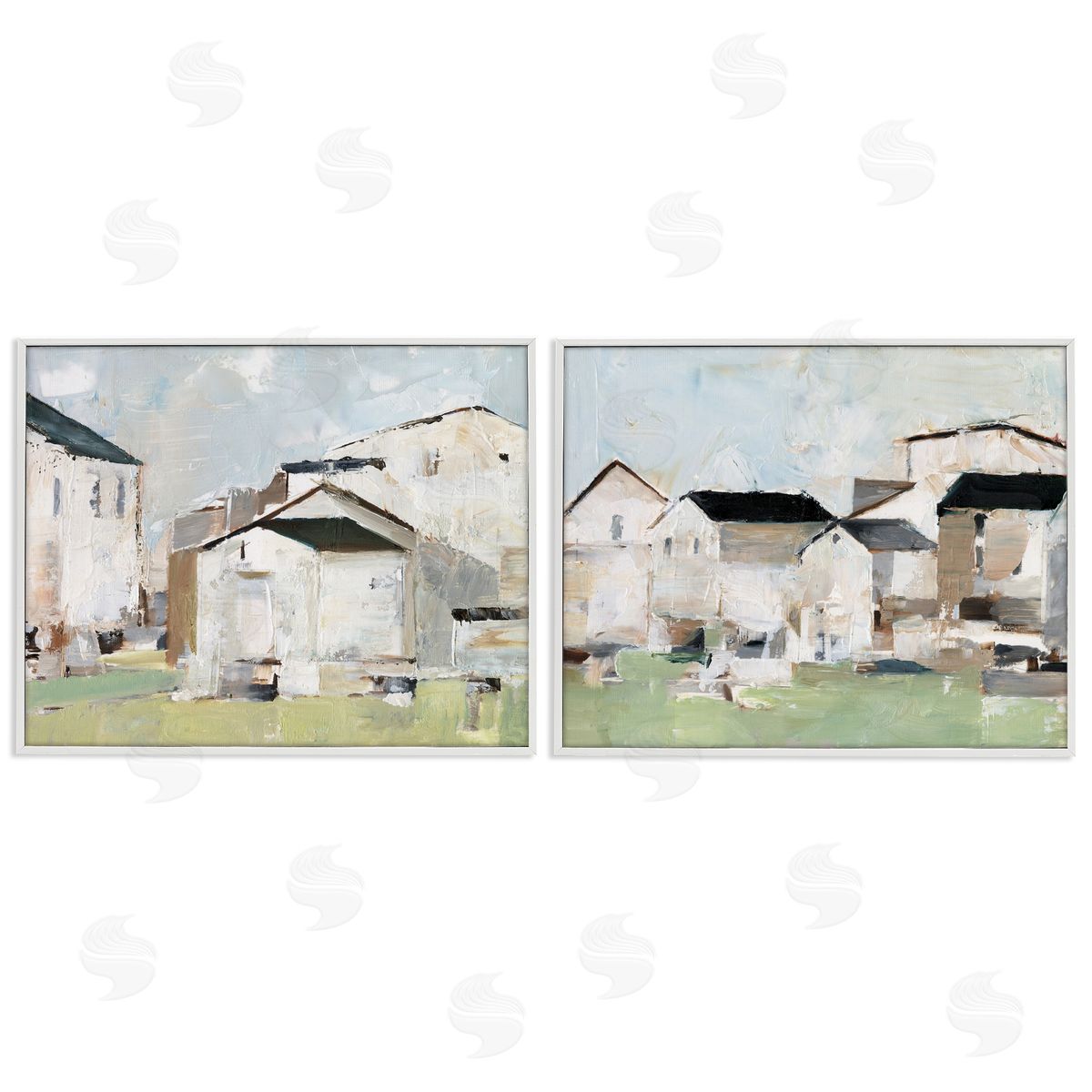 Cluster of Houses View White Frame Print Wall Art, Home Decor by Ethan Harper