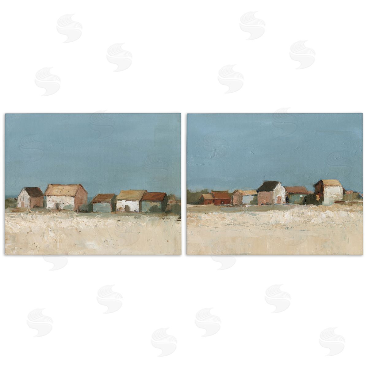 Country Houses in Distance Canvas Wall Art, Home Decor by Ethan Harper