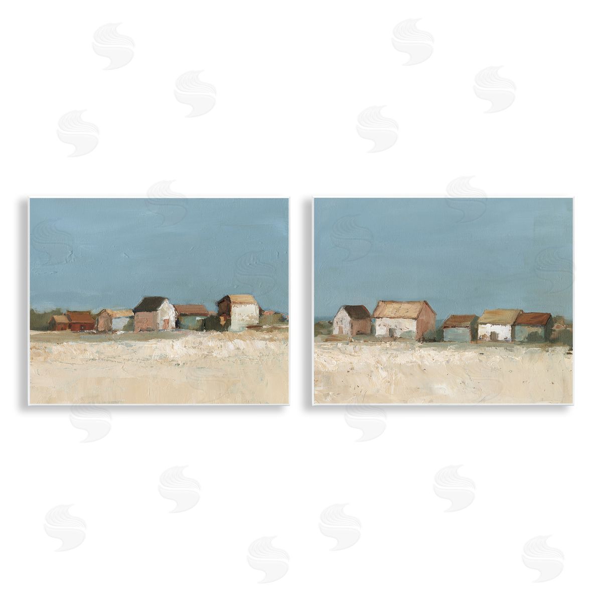 Country Houses in Distance Wood Plaque Wall Art, Home Decor by Ethan Harper