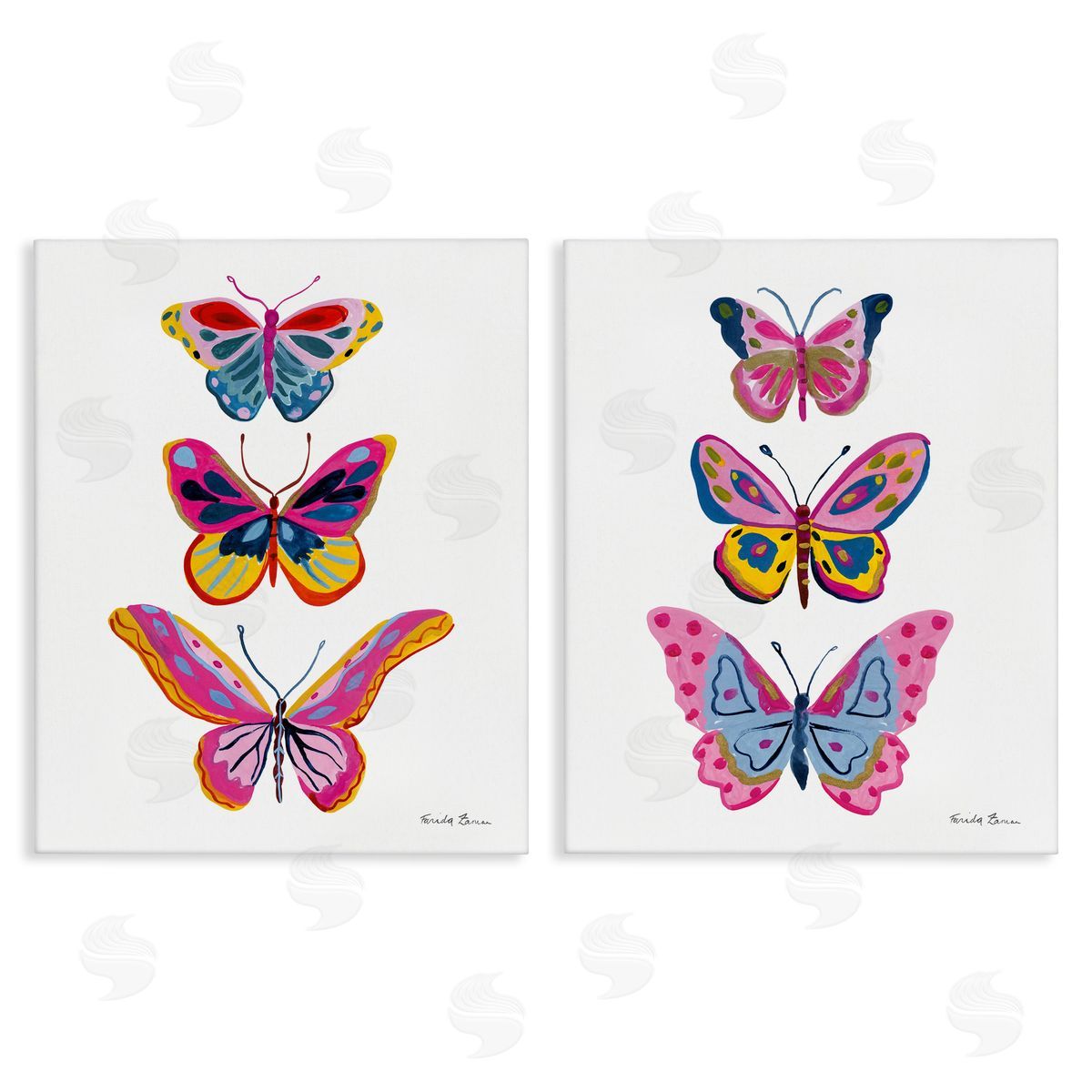 Bright Flutter Butterflies Canvas Wall Art, Home Decor by Farida Zaman