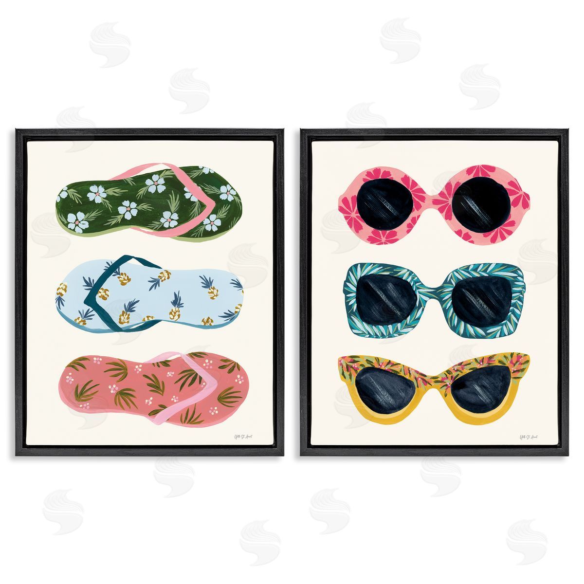 Beach Ready Accessories Black Floating Frame Canvas Wall Art, Home Decor by Yvette St. Amant