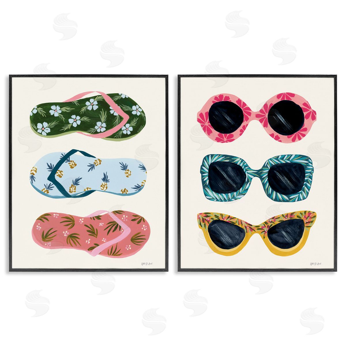 Beach Ready Accessories Black Frame Print Wall Art, Home Decor by Yvette St. Amant