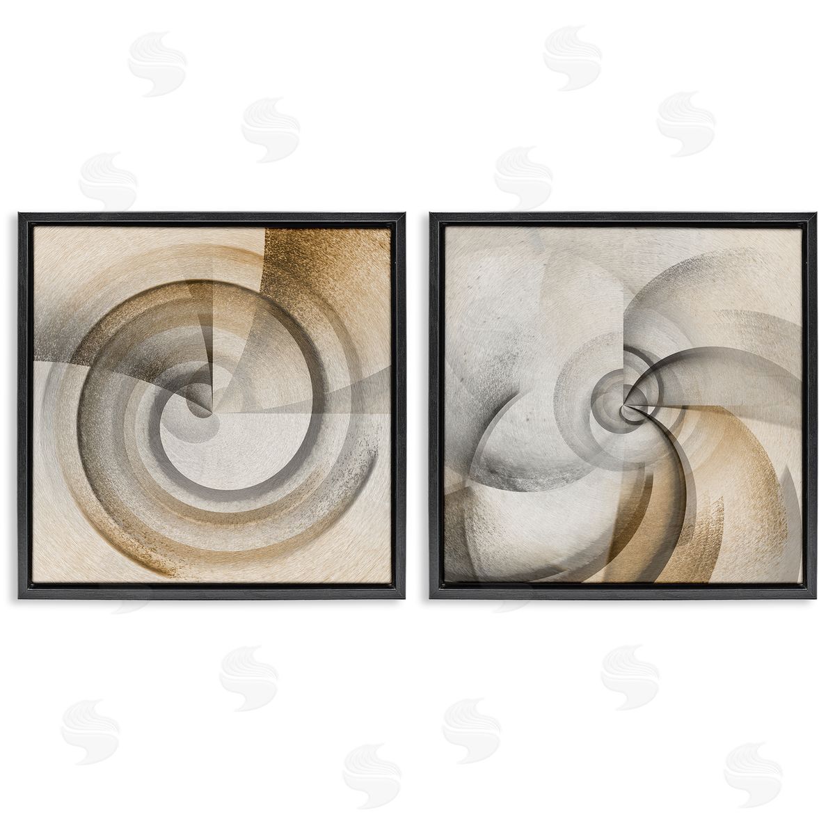 Spinning Vortex Abstractions Black Floating Frame Canvas Wall Art, Home Decor by Noah Bay