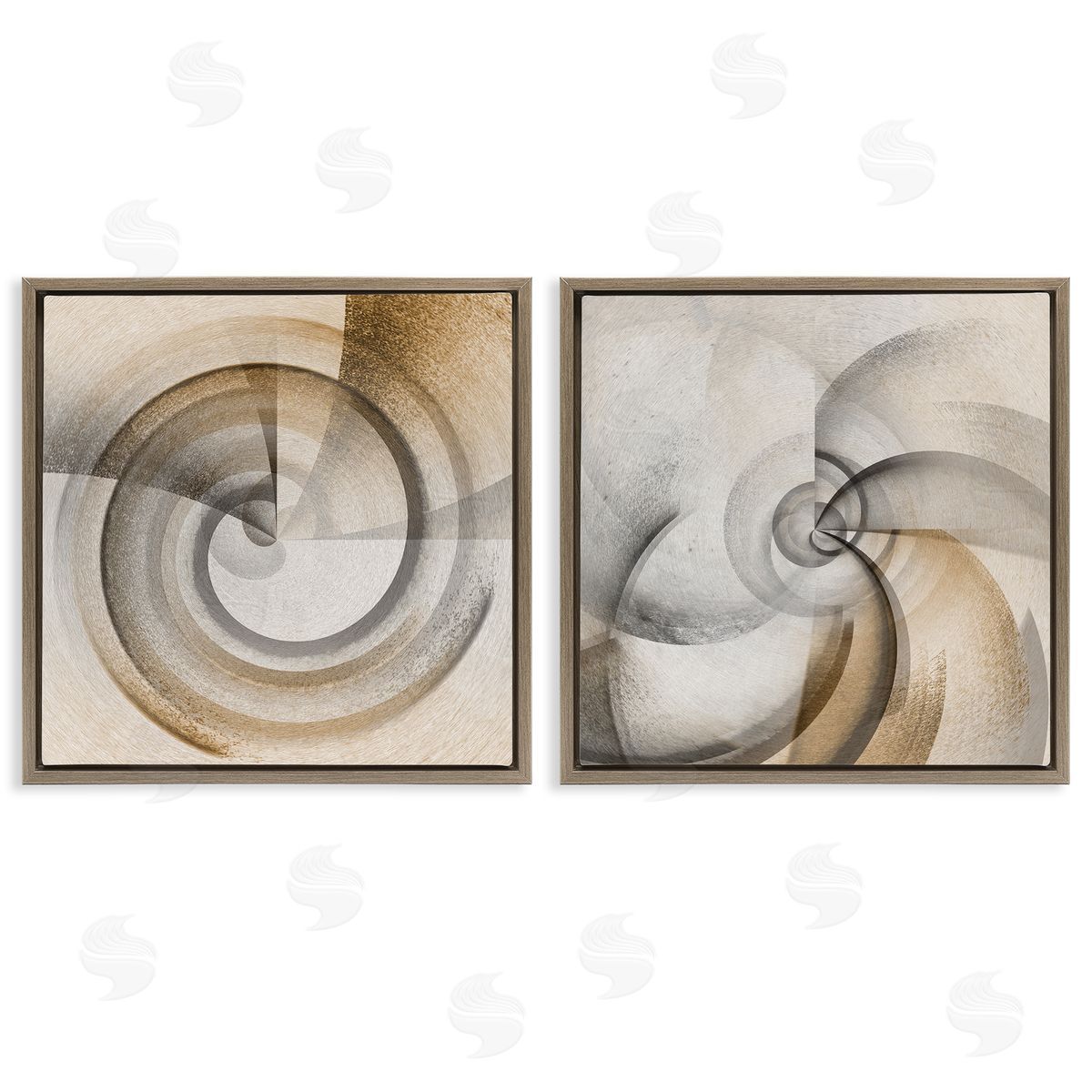 Spinning Vortex Abstractions Brown Floating Frame Canvas Wall Art, Home Decor by Noah Bay