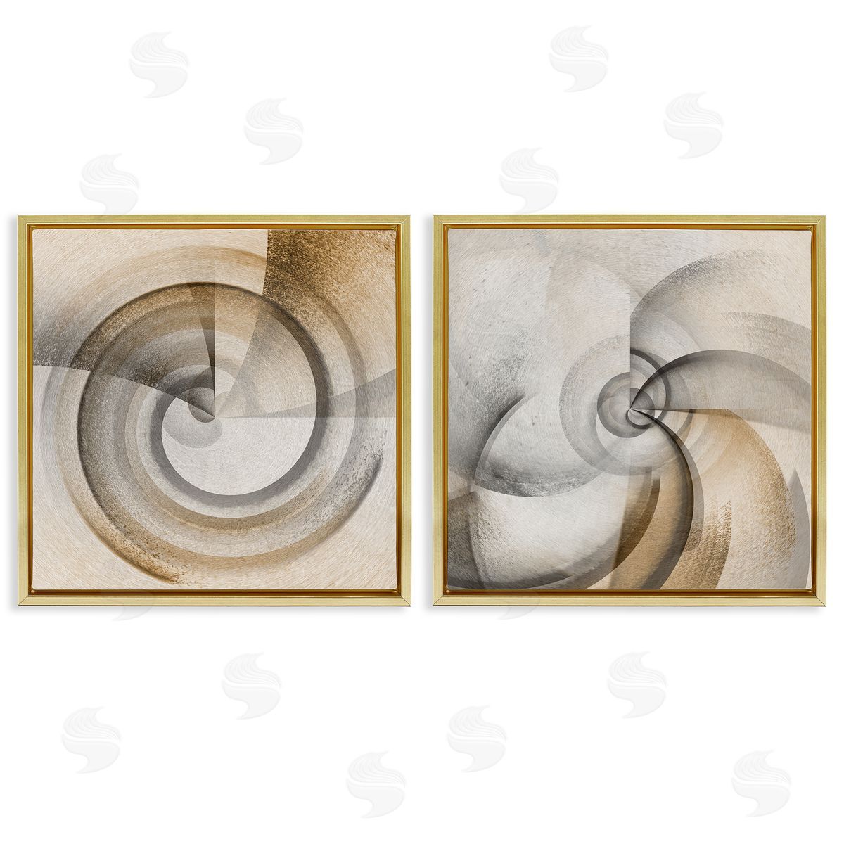 Spinning Vortex Abstractions Gold Floating Frame Canvas Wall Art, Home Decor by Noah Bay